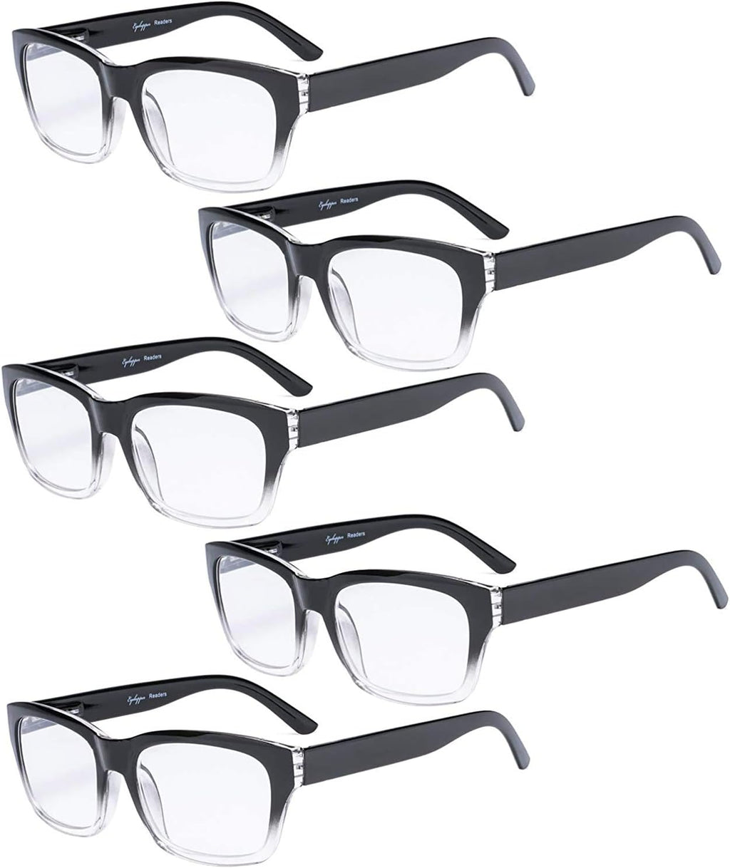 Eyekepper 5-pack Spring Hinges Large Square Frame Reading Glasses
