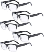 Eyekepper 5-pack Spring Hinges Large Square Frame Reading Glasses