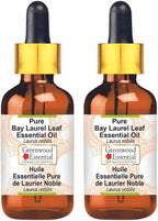 Greenwood Essential Bay Laurel Leaf Essential Oil (Laurus nobilis) with Glass Dropper | Pure | Non-Sticky | Non-Greasy | Lightweight | Unisex | All Skin Types | Steam Distilled 100ml X 2 (6.76 oz)