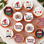 36PCS Edible My 1st Christmas Cupcake Toppers Wafer Paper Santa Baby Cupcake Toppers Christmas Cake Picks for Xmas Theme Party Baby Shower Birthday Supplies
