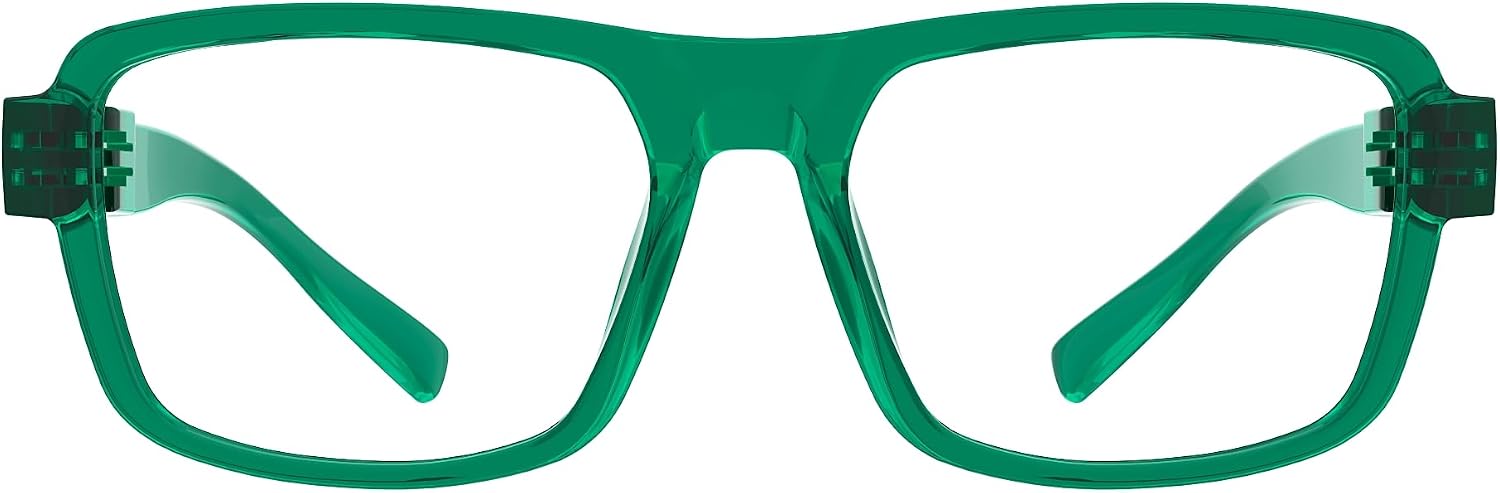 Eyekepper Metalless Reading Glasses with Screwless Spring Hinges Large Frame Readers for Women and Men Green +1.25