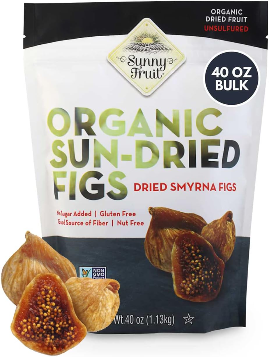 Sunny Fruit Organic Turkish Dried Figs, 2.5 Pound Bulk Bag | No Preservatives, No Sugar Added | Healthy, Sweet Snack | ORGANIC, NON-GMO, VEGAN, HALAL, KOSHER