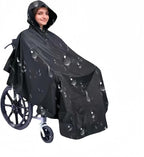 Wheelchair poncho wheelchair cover Lightweight, Breathable & Waterproof Wheelchair RainCape Universal Fit, Mobility Scooter & Electric Wheelchair Poncho Full Body Coverage for Adults Reusable (Black)
