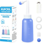 RUFCRIL Mini Peri Bottle, 350ml Portable Travel Bidet with Extra Ring and Carry Bag, TPE Material for High Temperature Resistance, Essentials for Postpartum Perineal Care,Hemorrhoid Treatment, Blue