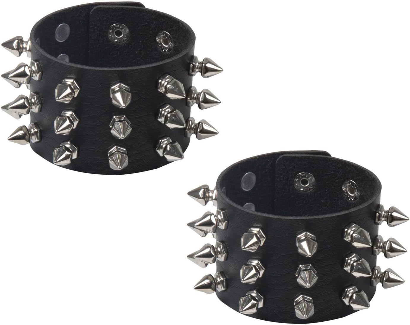 Fuqimanman2020 Punk Leather Spike Rivet Bracelets Set Faux Studded Cuff Bangle Goth Black Wristband Strap for Men Women Biker Halloween Party Deco Jewelry