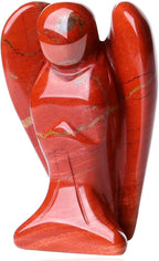 QINJIEJIE Red Jasper Crystal Angel Decor Guardian Angel Statue Hand Carved Stone Figurines Reiki Gemstones Room Home Office Decorations Gifts for Women