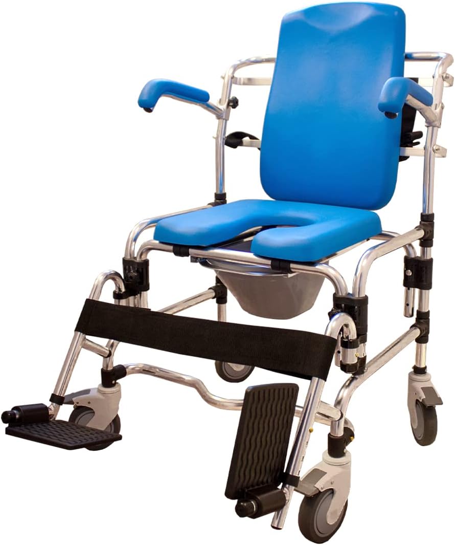 Caspian Professional Mobile Shower/Commode Chair-Padded