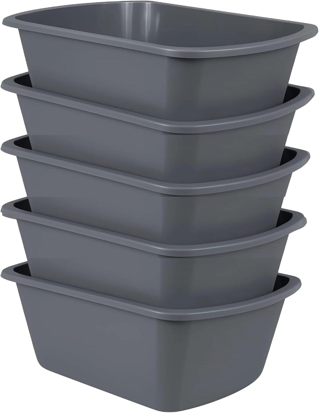 Vakly Wash Basin 7-Quart [5 Pack] – Rectangular Plastic Tub with Graduated Markings, Small Portable Soaking Basin for Face, Foot Bath, Laundry & Bedside Care