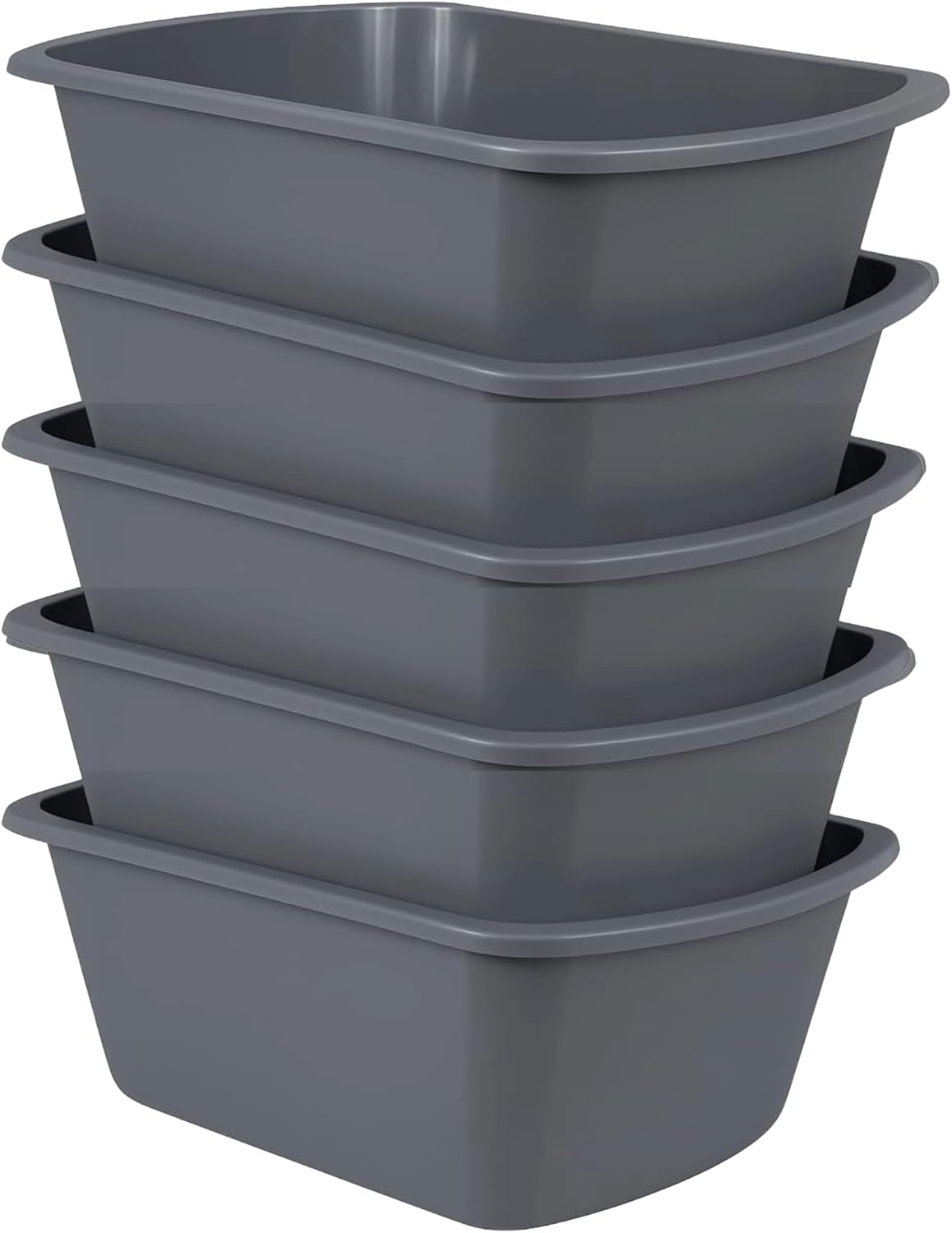 Vakly Wash Basin 7-Quart [5 Pack] – Rectangular Plastic Tub with Graduated Markings, Small Portable Soaking Basin for Face, Foot Bath, Laundry & Bedside Care