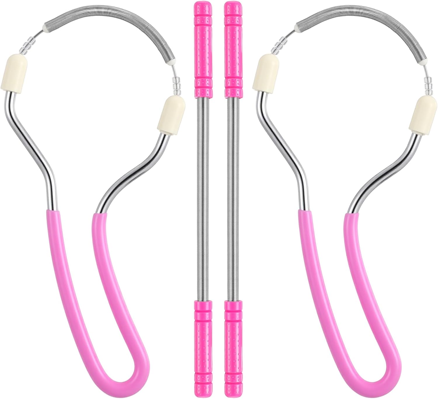 4Pcs Spring Facial Hair Removers for Women, Spring Manual Epilator Hair Removal Threading Tools Face Hair Remover with Handle