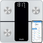 Vitafit Smart Bathroom Scale Body Weight, High Accuracy Assured by Weight Scale Professional Factory Since 2001, App Sync 13 Body Composition Including BMI, Body Fat and Muscle, 400lb, LED, Silver