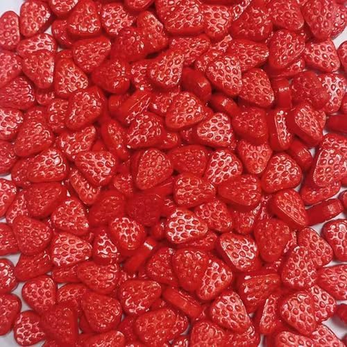 PhilaeEC Red Strawberry Sprinkles Edible for Cake Decoration Spring Sprinkles Baking Cookie Cupcake Toppers Decoration Christmas Vanlentine Easter Supplies