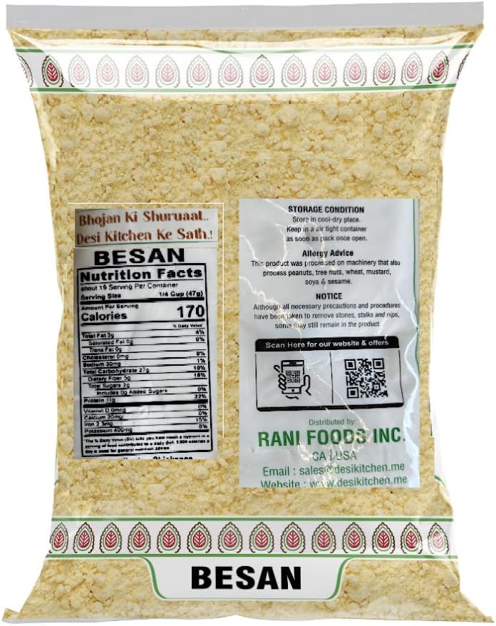 Desi Kitchen Besan (Gram Flour) 2lb | All Natural | Premium Quality, Gluten-Free & Vegan | Authentic Indian Gram Flour for Cooking & Baking | By Rani Foods