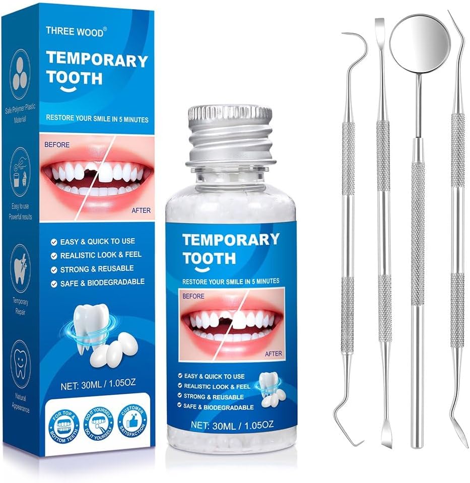 Tooth Provisional Kit, DIY Thermal Beads for Missing & Broken Teeth, Temporary Restoration & Denture Replacement