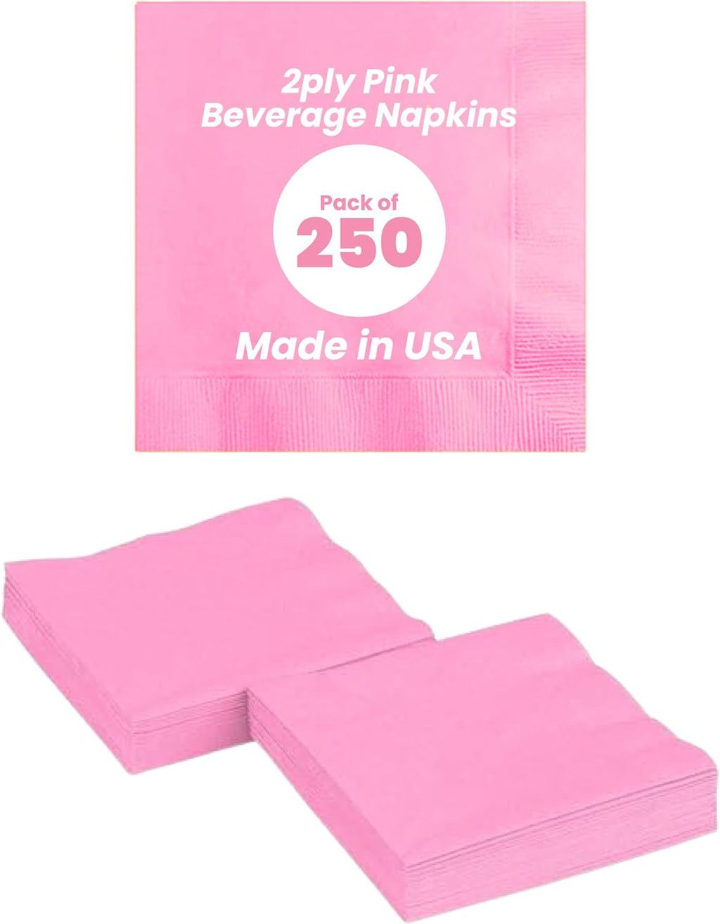 Perfectware 2 Ply Pink Beverage Napkins- Pack of 250ct
