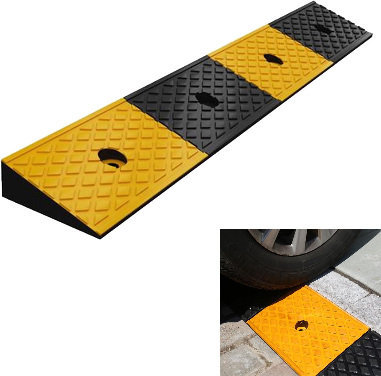 Nisorpa 2'' Rise Rubber Curb Ramp Heavy Duty Loading Rubber Curb Ramps 22000lbs (10 Ton) Driveway Ramp Car Slope Threshold Ramps for Loading Dock Bike Vehicle Warehouse Sidewalk Wheelchair