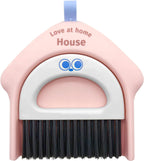 Small Dustpan and Broom Set,Mini Handheld Dust pan with Cleaning Brush Set for Home Desktop, Sofa,Office,Keyboards, Pet Care Household,Camping (Pink)