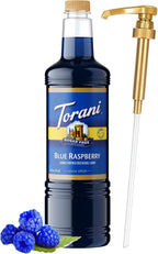 Torani Sugar Free Blue Raspberry Syrup 1 Liter Bottle with Pump Keto Friendly, Zero Calorie, Low Carb, Diabetic Safe Flavoring for Coffee, Shakes, Snow Cones, and Cocktails