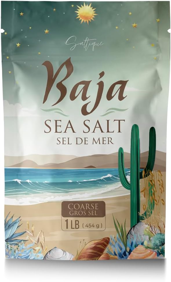 Saltique 1lb Baja Sea Salt Coarse - Contains a Balance of 90 Minerals Helping You Stay Hydrated And Improve Electrolyte Balance-100% Unrefined - GMO-free - Paleo- Vegan