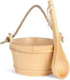 Sauna Bucket and Ladle Set,Sauna Bucket and 14.5″Sauna Ladle,Sauna Accessories Handmade from Premium Cedar Wood (Pine-4L)