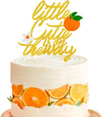 A Little Cutie is on the Way Cake Topper, Glitter Orange Cake Pick Decorations for Citrus Theme Baby Shower