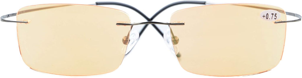 CessBlu Rimless UV Blue Light Filter Glasses Titanium Computer Eyeglasses Men Reading
