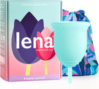 Lena Menstrual Cup Original – Reusable Silicone Period Cup for Heavy Flow, 12-Hour Leak-Free Protection, Soft & Comfortable, Beginner-Friendly Design - Large, Turquoise