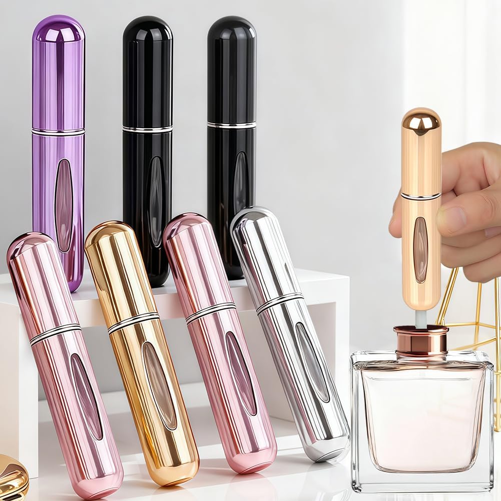 Travel Perfume Bottle Refillable - 5ml Mini Portable Perfume Atomizer Sprayer, Leak-Proof Design, Pack of 8 with Color Options