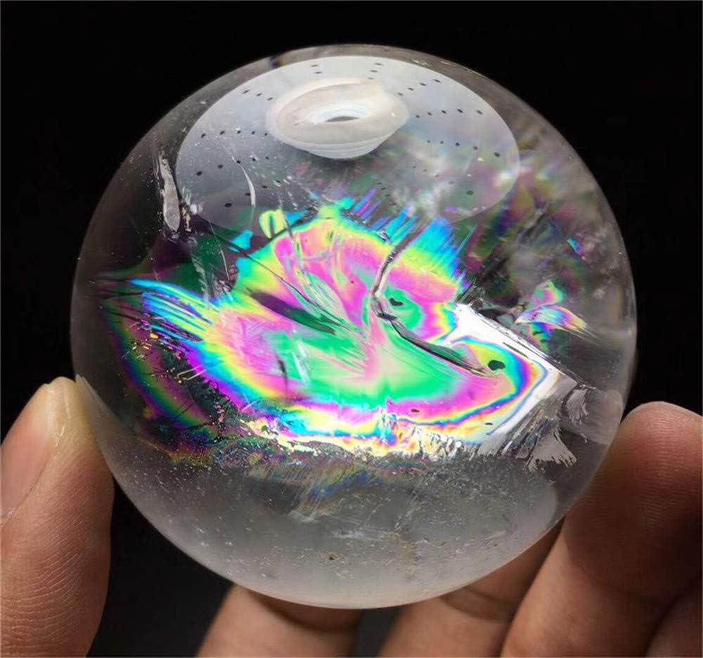 AITELEI Natural Rainbow Fluorite Gemstone Sphere Crystal Quartz Ball White Crystal Ball with Rainbow Light Crystal Healing Sculpture Figurine Fengshui Decor