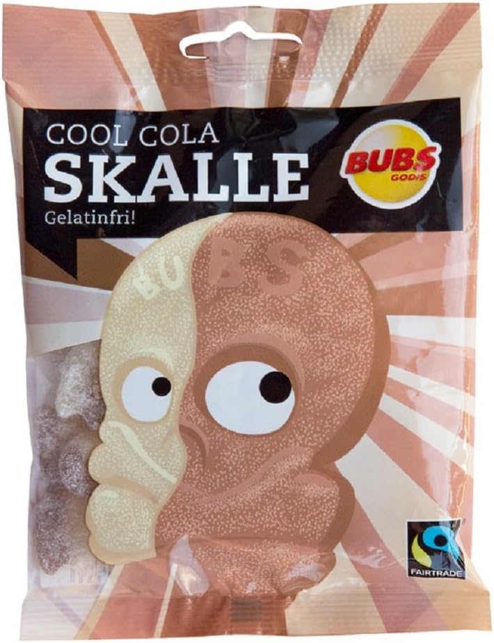 20 Bags x 90g of Bubs Godis Cool Cola - Skalle - Skallar - Original - Swedish - Sour - Cool Cola Skull - Gelatine Free - Wine Gums - Candy