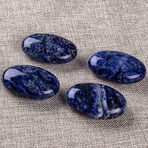 Blue Sodalite Palm Stone Crystal Natural Chakra Therapy Polished Healing Crystal Oval Pocket Gemstone for Anxiety Stress Relief