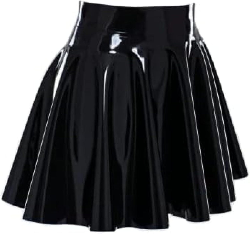 Handmade Black Latex Mini Skirt Sexy Summer Mini Dancewear Women Latex Rubber