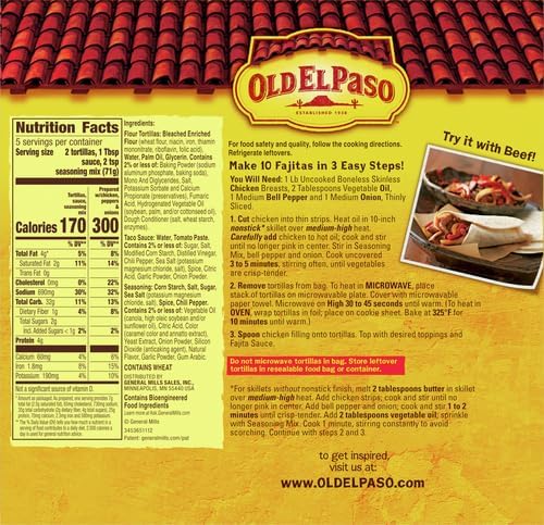 Old El Paso Fajita Dinner Kit with Flour Tortillas, Mild Fajita Sauce, and Seasoning Mix, Easy Meal Prep, 10 Ct, 12.5 oz