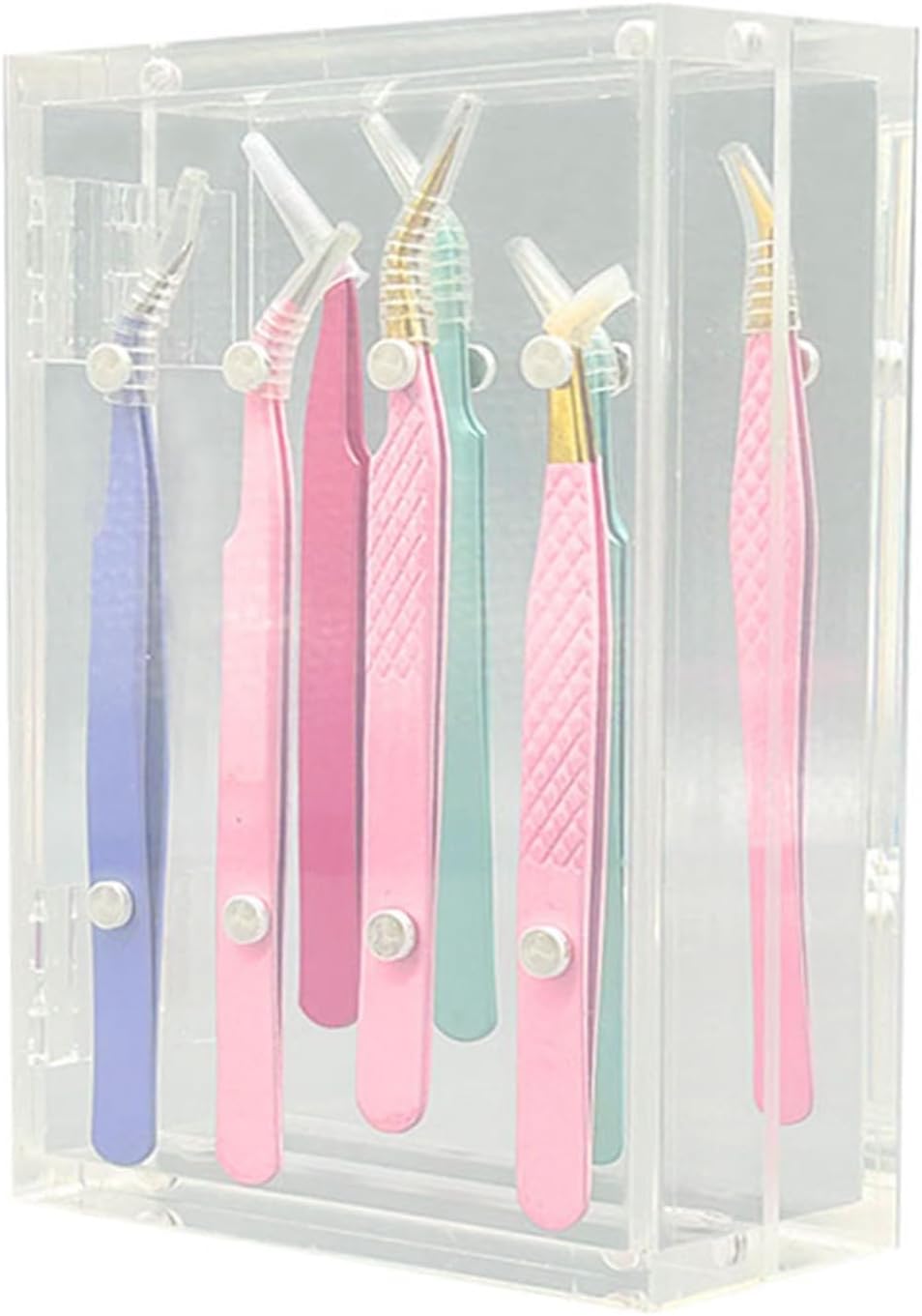 Acrylic Tweezers Holder, 155 x 98 x 49mm Magnetic Stand Display Organizer for 8 Tweezers Transparent Eyelash Extension Tweezers Stand for Salon and Home Use