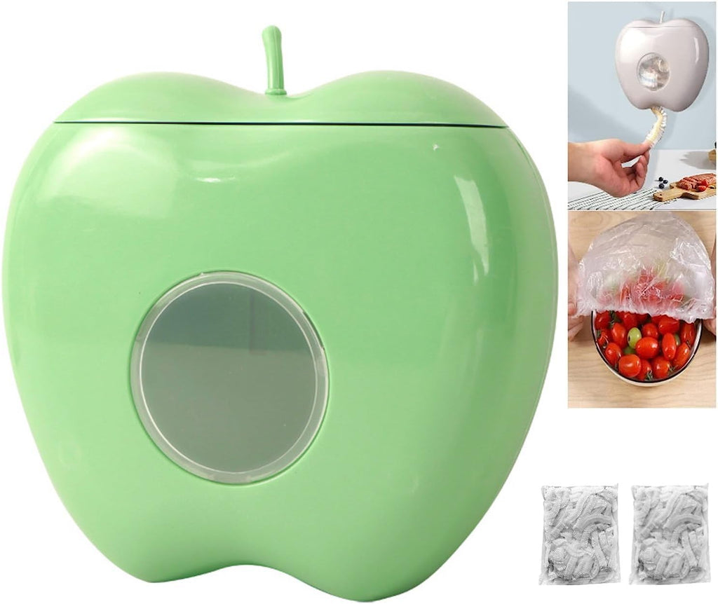 Thickened Cling Film Sleeve Storage Box With 200pcs Plastic Wrap, Plastic Food Wrap Bag Storage Organizer, Multifunctional Wall-Mounted Kitchen Organizer for Fresh Keeping Bag (GREEN)