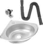 Stainless Steel Corner Kitchen Sink Single Bowl Multi-function Drain Basin Portable Triangular Wash Basin for Dishwashing and Vegetable Cleaning
