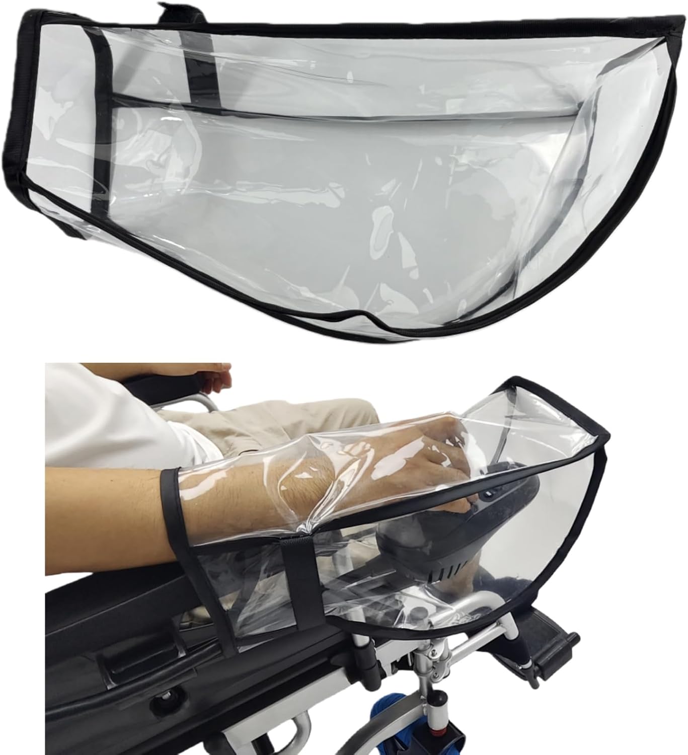 Power Wheelchair Joystick Cover，Fully Transparent Windproof and Rainproof，Extra Large Universal Fit (10"x14"x7"x6) with Adjustable Strap Closure for Power Wheelchairs