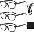 Suertree Reading Glasses for Men Women 3 Pack UV Ray Eyeglasses Anti Glare Spring Hinge Readers Aid