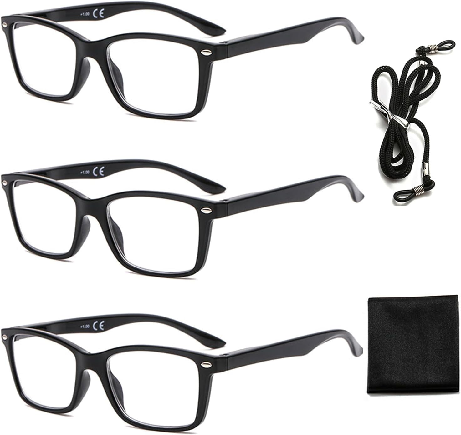Suertree Reading Glasses for Men Women 3 Pack UV Ray Eyeglasses Anti Glare Spring Hinge Readers Aid
