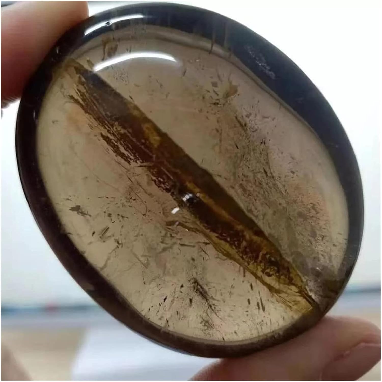 ZTBH Natural Meditation Crystal Natural Smoky Palm Crystal Quartz Stone Carved 1pc Crystal Stone (Color : 1pc)