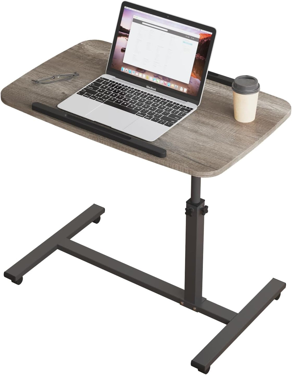 Furist Adjustable Overbed Bedside Table with Wheels Hospital Bed Table Portable Computer Stands Movable Desk Computer Table for Bed Laptop Stand for Couch