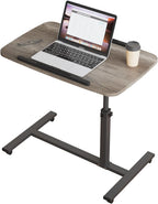 Furist Adjustable Overbed Bedside Table with Wheels Hospital Bed Table Portable Computer Stands Movable Desk Computer Table for Bed Laptop Stand for Couch