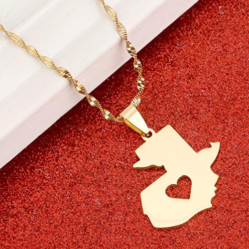 Chuangbang Jewelry Guatemala Map Pendant Necklace For Women Guatemalan Heart Map of Guatemala