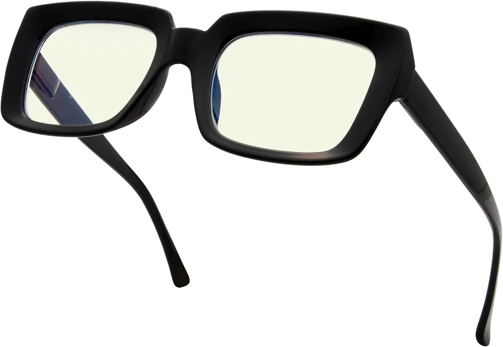 Eyekepper Computer Glasses - Blue Light Filter Readers Women - UV420 Protection Oversized Square Reading Glasses - Black +1.00