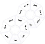 Sibba 7 Day Pill Organizer, 2 Pcs Medicine Pill Box, Daily Pill Holder, Portable Travel Pill Container Holder for Pocket or Purse, Medicine Planner for Vitamins Fish Oil, Supplements(Clear)