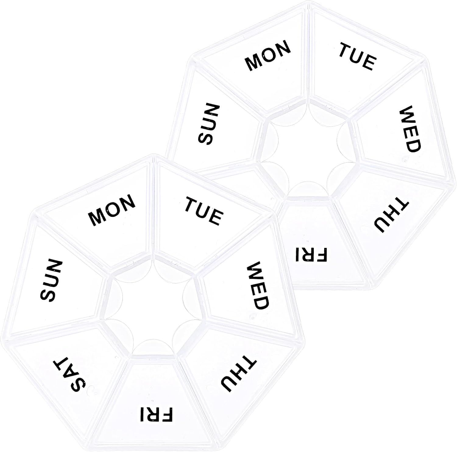 Sibba 7 Day Pill Organizer, 2 Pcs Medicine Pill Box, Daily Pill Holder, Portable Travel Pill Container Holder for Pocket or Purse, Medicine Planner for Vitamins Fish Oil, Supplements(Clear)