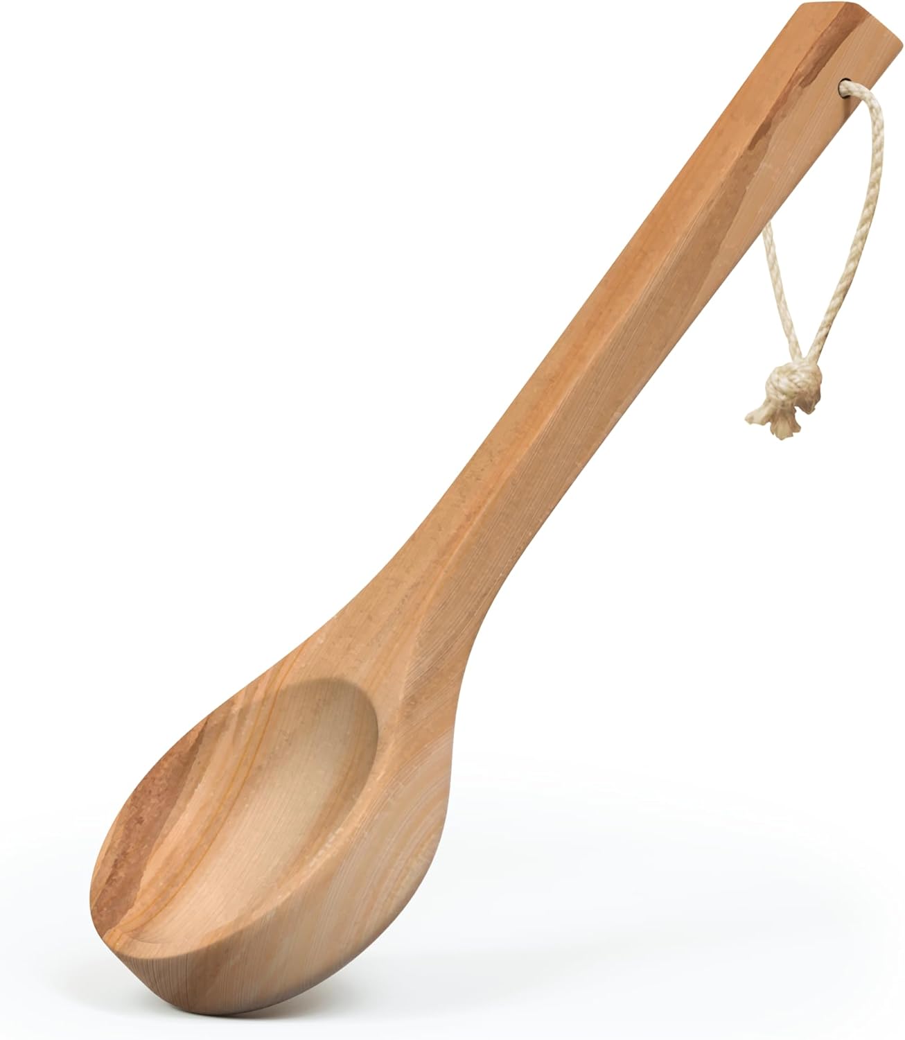 Northwood Sauna - Sauna Ladle - Handmade from Canadian Red Cedar Wood - Natural Rope - 14″ Handle & 3.4 oz (100 mL) Capacity Spoon