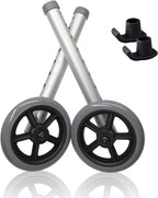Walker aid Replacement Heavy-Duty Aluminum Caster Wheels with Non-Slip Foot Pads, Suitable for Standard Walker aid, Indoor and Outdoor Use (Gray-Black, 12 x 5 inches)