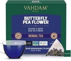 VAHDAM, Butterfly Pea Flower Tea Bags (40 Pyramid Teabags) Vegan, Non-GMO | Delicate & Earthy | Direct From Source - Plant Based Biodegradable Tea Bags | Brew Iced Tea, Cooking, Mocktails & Cocktails