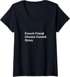 Women's Poutine French Fries & Cheese Curds & Gravy V-Neck T-Shirt